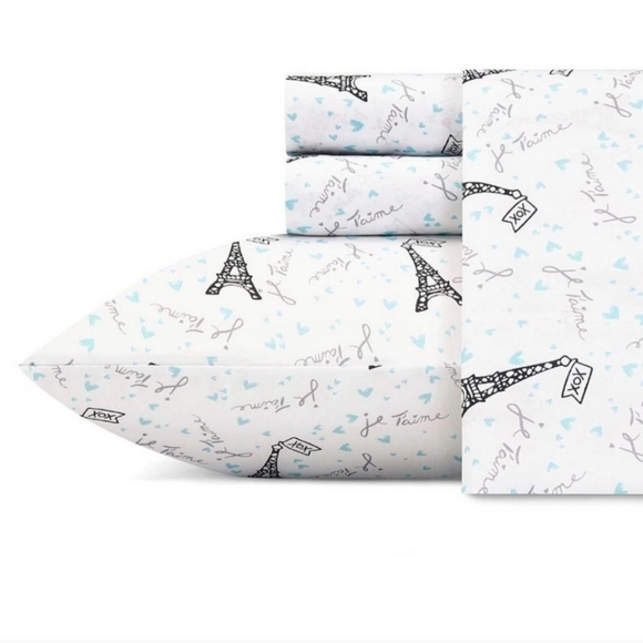 Betsey Johnson Je T'aime Paris Sheet Set King Size - Picture 1 of 3